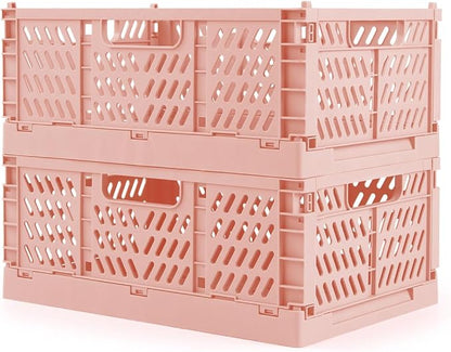 Domiella 2-Pack Crates for Storage, Storage Crates Plastic Stackable, Foldable by Domiella