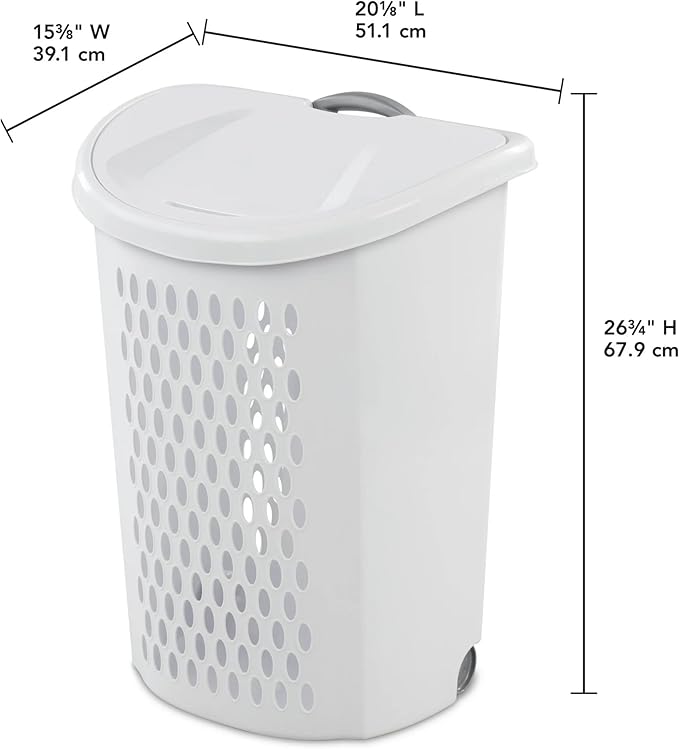The White Wheeled Plastic Laundry Hamper – Adult-Sized Rolling Basket - Image 2