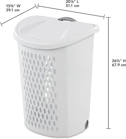 The White Wheeled Plastic Laundry Hamper – Adult-Sized Rolling Basket - Image 2