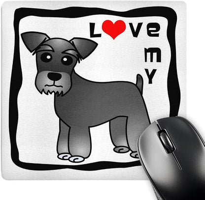 3dRose LLC 8 x 8 x 0.25 Inches Mouse Pad, I Love My Miniature Schnauzer Dog by 3dRose
