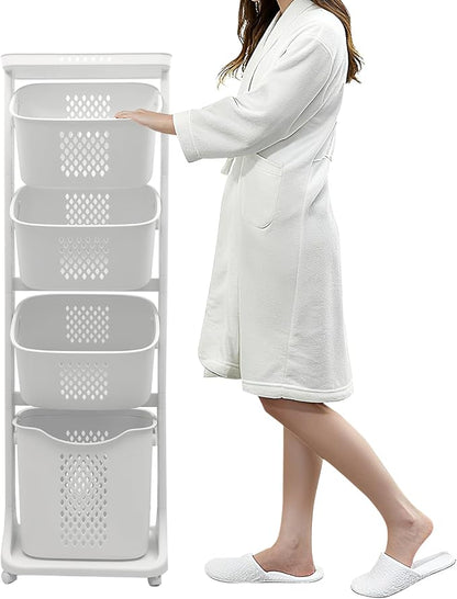 BAOKALER 4-Tier Laundry Hamper Sorter, Vertical Rolling Laundry Baskets by Unknown