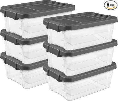 Sterilite 6-Pack Modular Stacker Box, Durable Clear Plastic Storage Bins by Sterilite