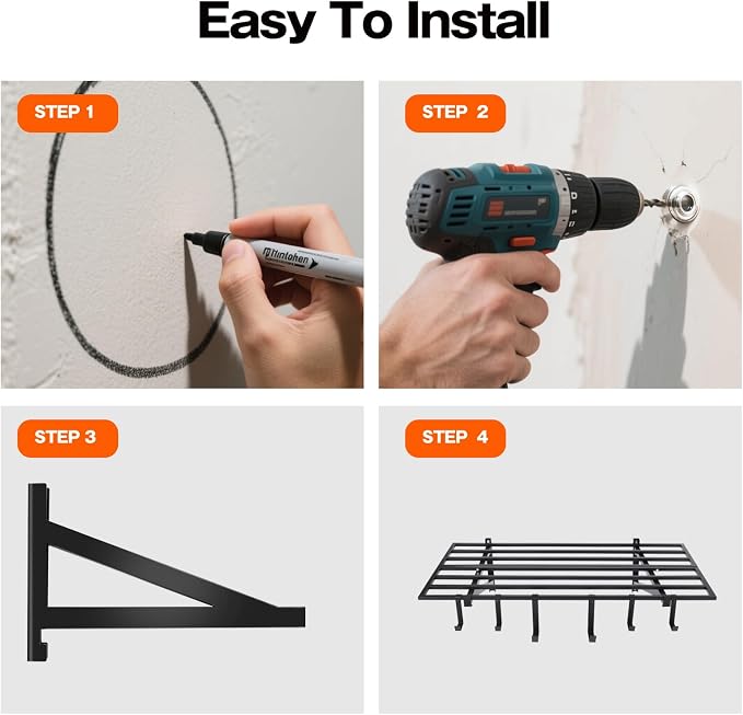 Garage Wall Shelving, 2X4ft Garage Storage Rack, Heavy Duty Wall Mounted - Image 5