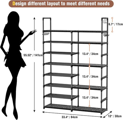 OYREL Shoe Rack Organizer 8 Tiers, Tall Shoe Racks Shelf Storage, 26-32 Pairs - Image 2