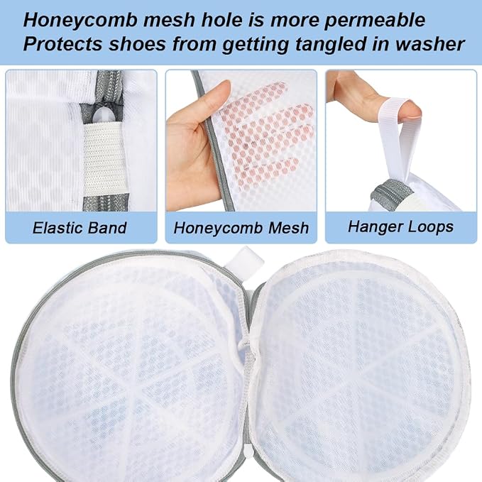 Vivifying Shoe Washing Machine Bag, 2 Pack Honeycomb Mesh Laundry Bag - Image 3