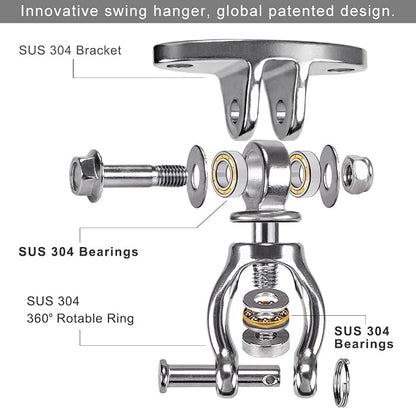 SELEWARE Hammock Chair Hanging Kit, Bearing Swing Hooks w/Spring & Chain | - Image 3
