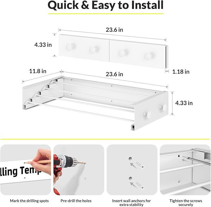 Foldable Wall Mounted Drying Rack, Stainless Steel Expandable Clothes Drying - Image 4