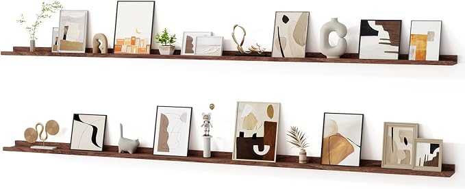 Floating Picture Ledge Shelves for Wall Set of 2, 95 Inches Picture Ledge Shelf by FunMemories