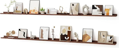 Floating Picture Ledge Shelves for Wall Set of 2, 95 Inches Picture Ledge Shelf by FunMemories
