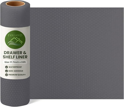 EVALAND Shelf Liners for Kitchen Cabinets Non-Adhesive 17.7" x 33 FT Grey - Image 9