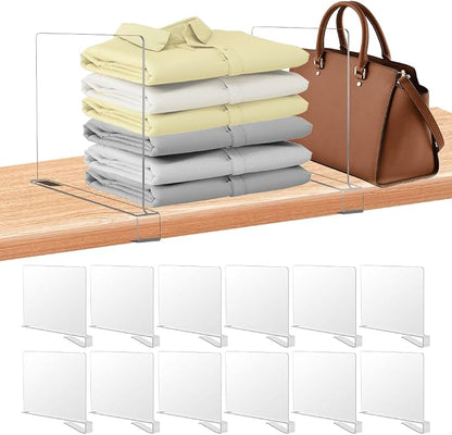 12 Pack Acrylic Shelf Dividers for Closet Organization, Purse Organizers for by xydled