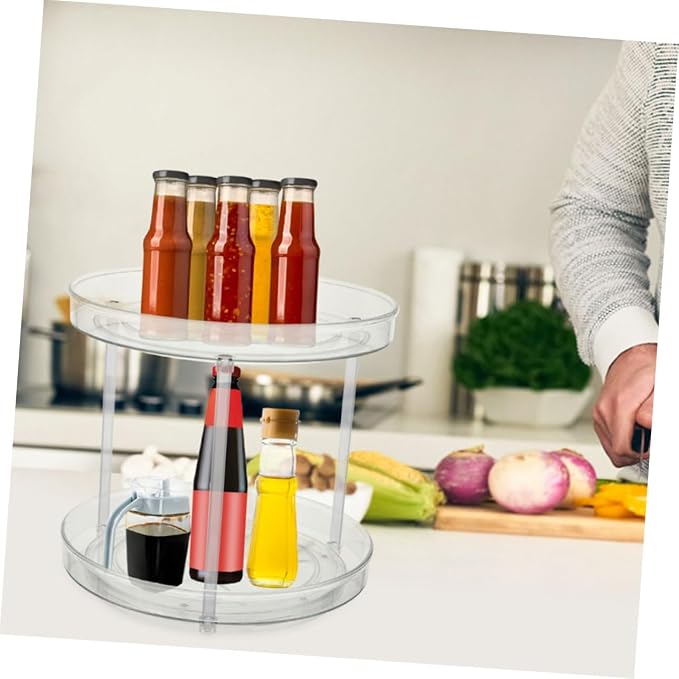 2pcs Rotating Makeup Organizer Multifunctional Round Storage Rack - Image 9