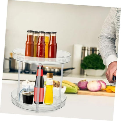 2pcs Rotating Makeup Organizer Multifunctional Round Storage Rack - Image 9