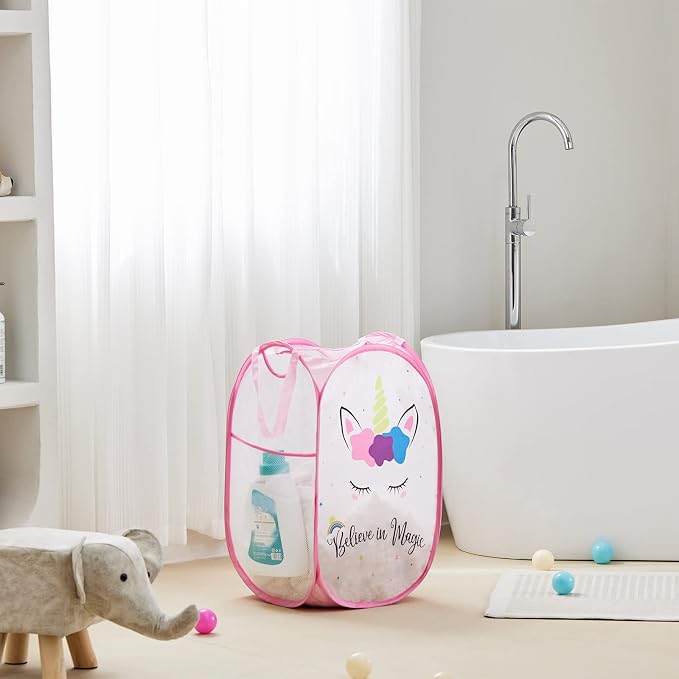 TECHMILLY Collapsible Mesh Pop Up Laundry Hamper - Image 5