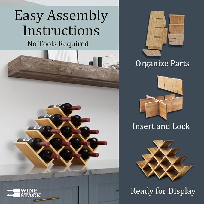 13 Bottle Bamboo Small Wine Rack - Image 4