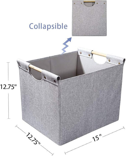 HOONEX Large Foldable Storage Bins, Linen Fabric, 2 Pack, - Image 5