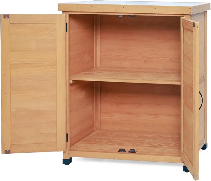 Potting Bench with Storage Cabinet & Metal Table Top - Image 8