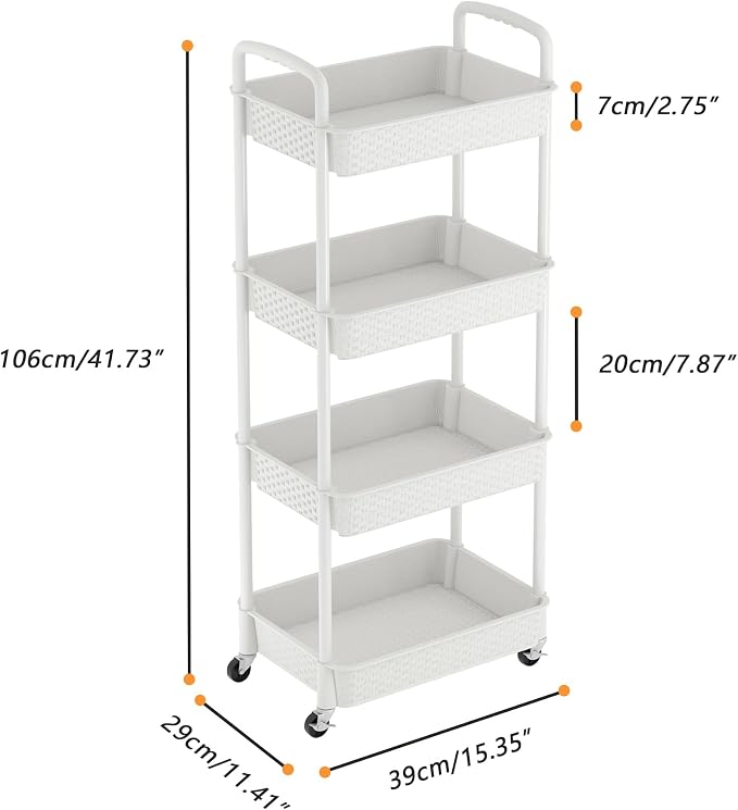 MOYIPIN 4-Tier Plastic Rolling Utility Cart - Image 2