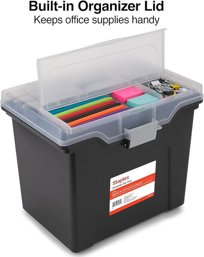 STAPLES File Box Portable Tote, Letter Size, Handle | Lightweight storage tote - Image 3