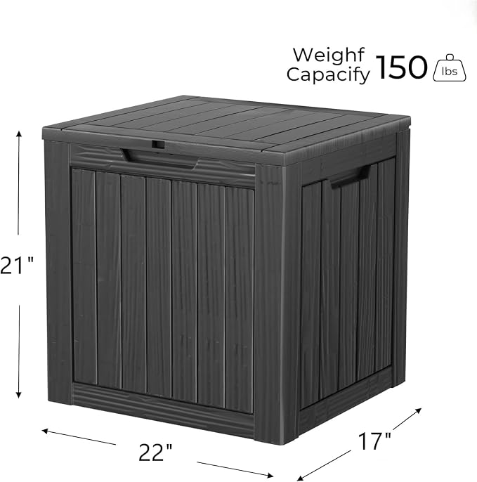 35 Gallon Outdoor Storage Box Waterproof Lockable Resin Deck Box Large - Image 2