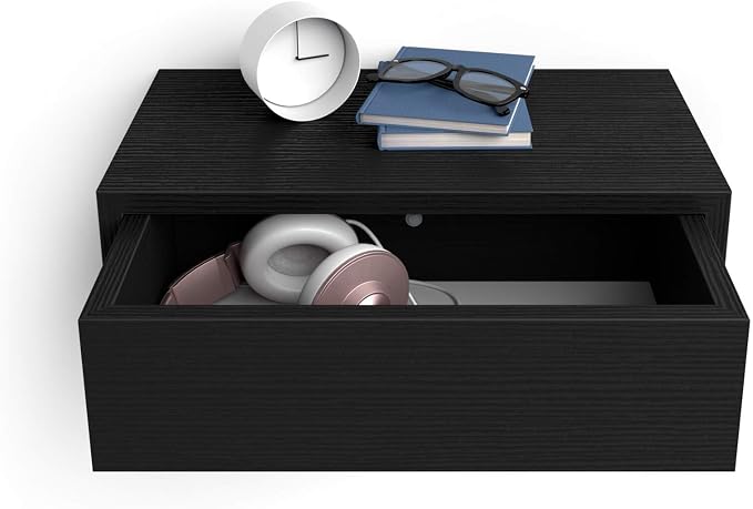 Mobili Fiver, Riccardo Floating nightstand, Ashwood Black, Made in Italy - Image 5