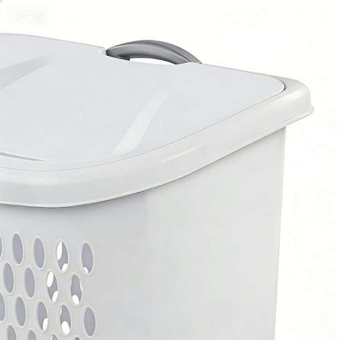 Wheeled Laundry Hamper with Retractable Handle, Plastic Rolling Laundry Basket - Image 3