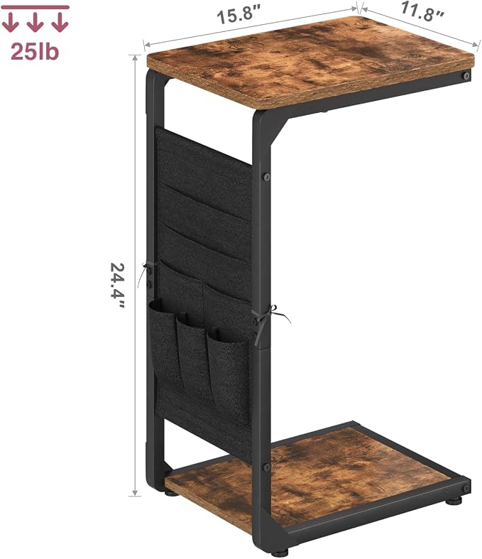 TV Trays Set of 2, TV Tables for Eating Dinner Tray Snack Couch Side Table Wood - Image 3