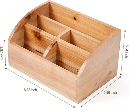 Farmhouse Solid Wooden Mail Sorter Wood Desk Organizer TV Remote Holder Rustic - Image 2