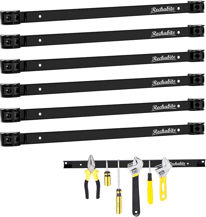 6 Pieces 18" Magnetic Tool Holder Strip, Metal Tool Organizer Rack by RechabiteMagneticTools