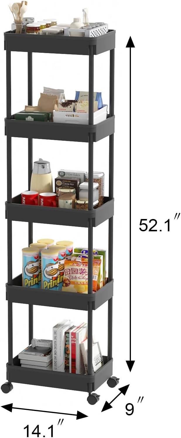 Sooyee 5-Tier Plastic Rolling Utility Cart - Image 5
