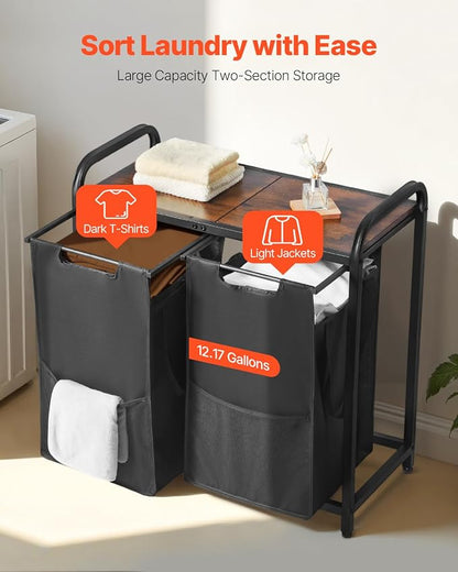 VEVOR 2 Section Laundry Sorter, Large Laundry Hamper - Image 3