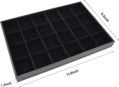 Black Velvet Stackable 24 Grid Jewelry Tray Showcase Display Organizer Holder - Image 7