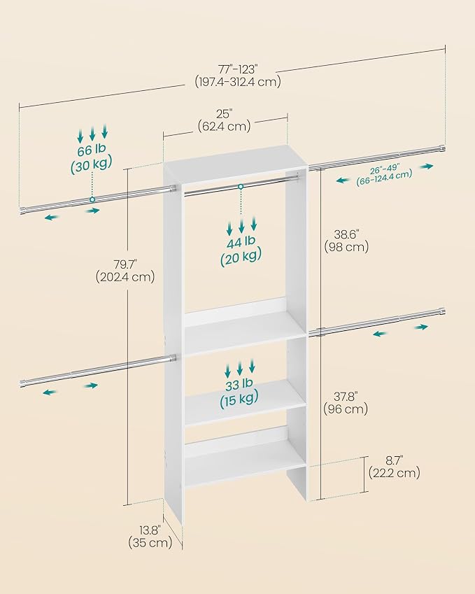 SONGMICS Closet System, Customizable Walk-In Closet Organizer System - Image 4