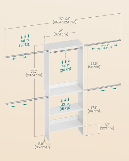 SONGMICS Closet System, Customizable Walk-In Closet Organizer System - Image 4