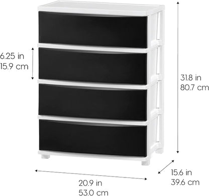 IRIS USA 4-Drawer Wide Plastic Drawer Organizer, Matte Black | Organize clothing - Image 3