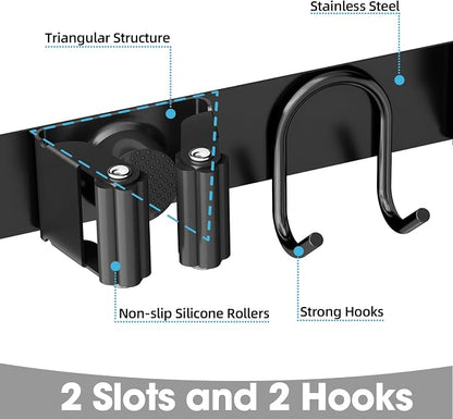 Broom Holder Wall Mount, Stainless Steel Mop and Broom Organizer, Broom Hanger - Image 5