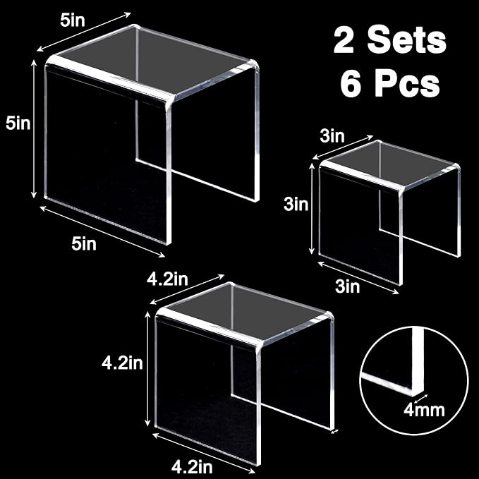 Fixwal 2 Set Acrylic Display Risers Cupcake Stands Clear Dessert Table Display - Image 2
