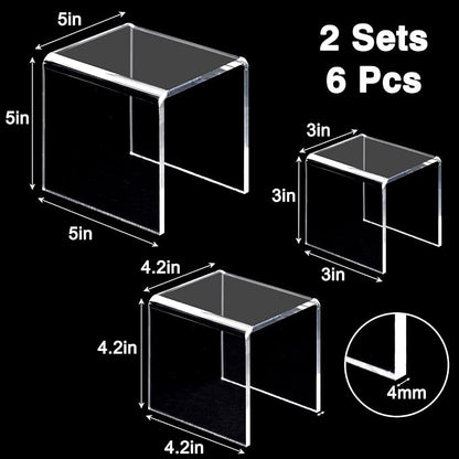 Fixwal 2 Set Acrylic Display Risers Cupcake Stands Clear Dessert Table Display - Image 2