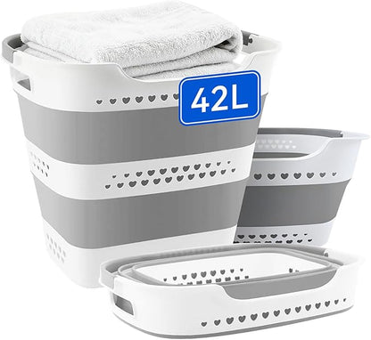 42L Medium Collapsible Plastic Laundry Basket by Unknown