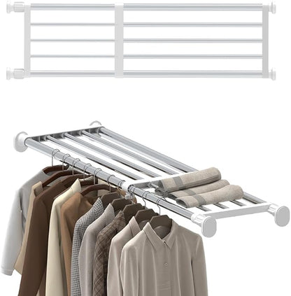 Hershii Expandable Shelf Rod Closet System Heavy Duty Clothes Hanger Adjustable by FineLivingStartingwithaHome