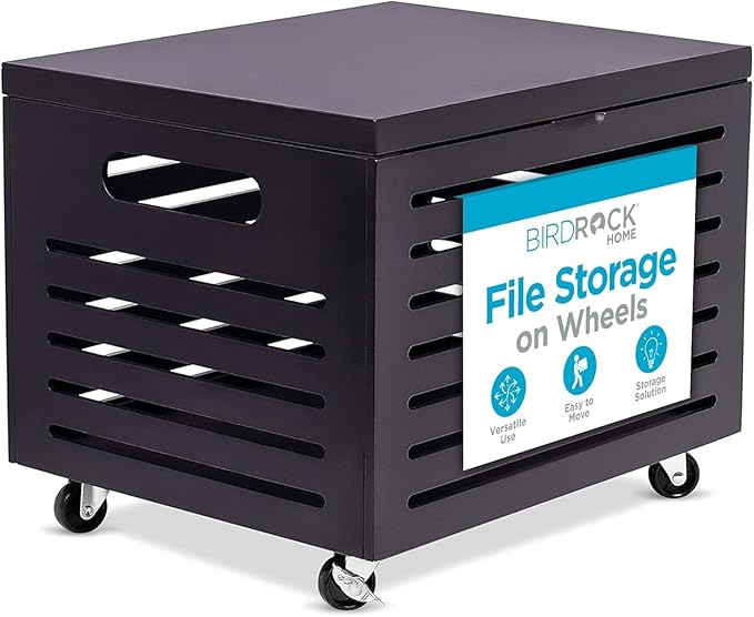 BIRDROCK HOME Bamboo Rolling File Storage Organizer Box by BIRDROCKHOME