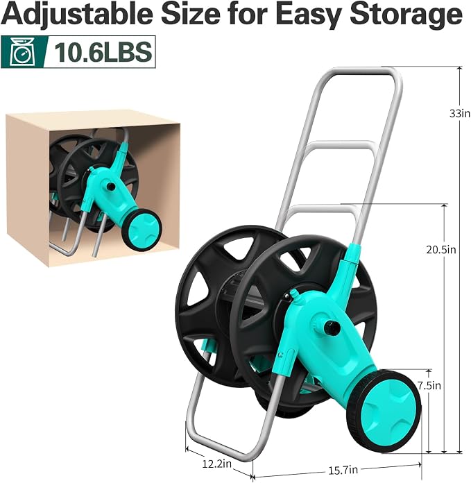 Portable Garden Hose Reel Cart, Hold Up to 100-120 Ft of 5/8 Inch Hose - Image 2