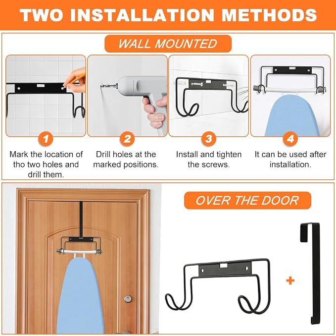 Ironing Board Holder Wall Mount/Over The Door, Ironing Board Hanger Load - Image 3