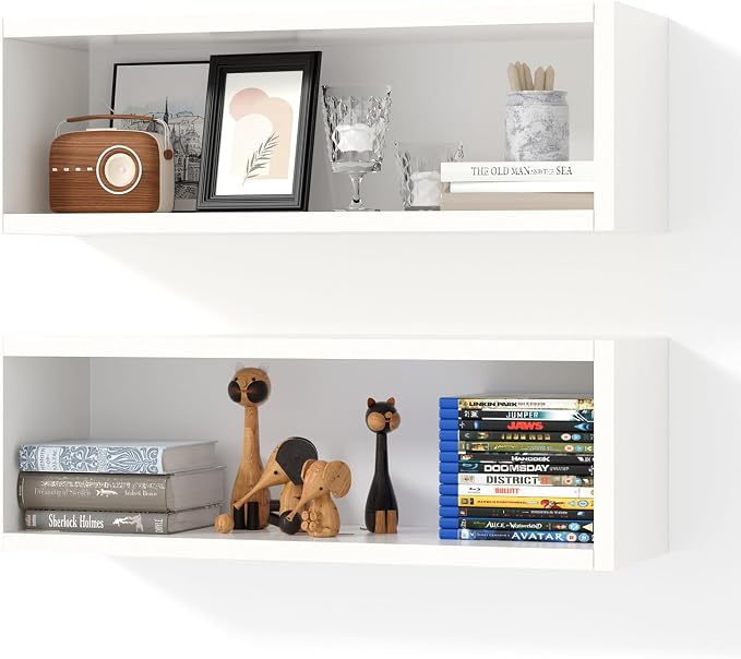 24in Floating Cube Shelves Set of 2, Display Shelves Wall Mount, Decorative by Kaboon