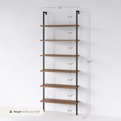Nathan James Theo 6-Shelf Tall Bookcase, Wall Mount Bookshelf - Image 2
