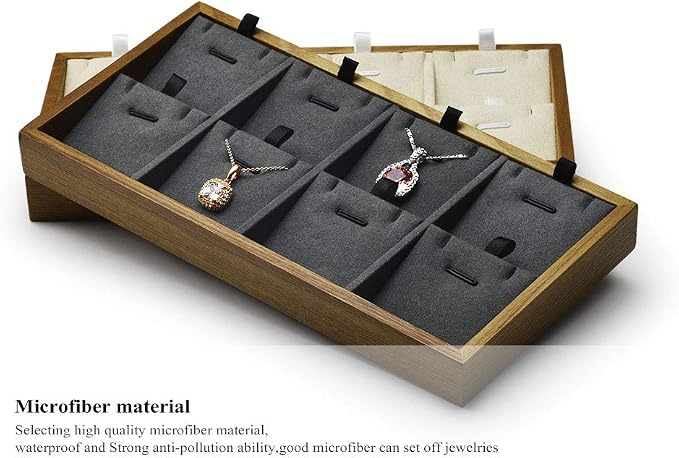 Oirlv Solid Wood Jewelry Organizer Tray Pendant Necklace Storage - Image 2