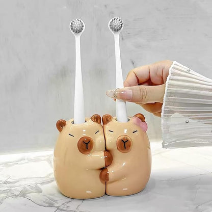 Ceramic Toothbrush Holder for Bathroom, Cute Capybara Shape Tooth Brush Holders by Unknown