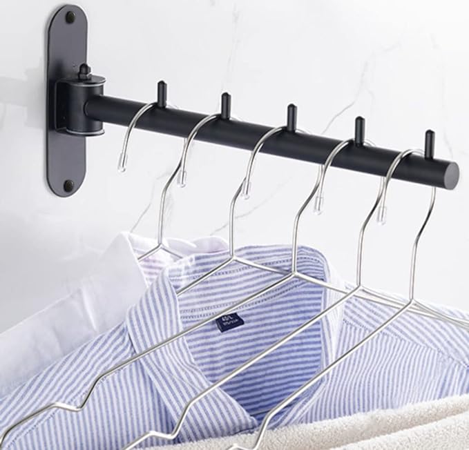 Folding Wall Mounted Clothes Hanger Rack - Image 4