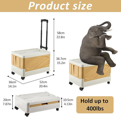 XCBYT 50L Foldable Rolling Crate, Storage Cart - Image 6