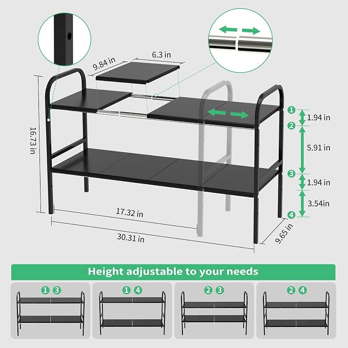 Expandable 2-Tier Under Sink Organizer, 8 Removable Plastic Boards, Tool-Free - Image 3